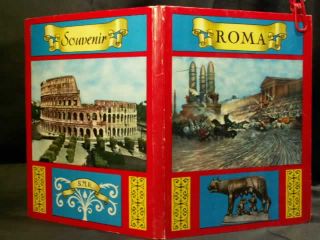 1950s Rome Roman Roma Souvenir Book 19 Feet of Color Lithographs Map 
