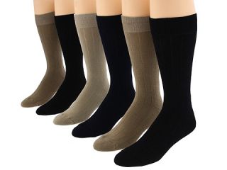 Ecco Socks Solid Color Rib Cushion Socks 6 Pack    