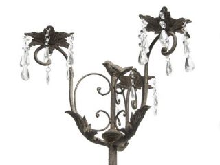 Weathered 21H 3 Taper Candelabra with Crystal Embellishments