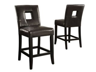 Homelegance 24 Black Faux Leather Keyhole Parsons Stools   Set of 2