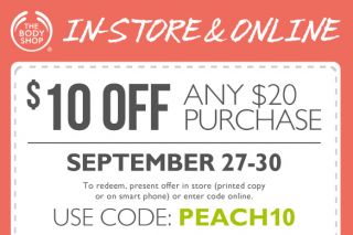 The Body Shop   $10 off $20 coupon   coupons, coupon code 