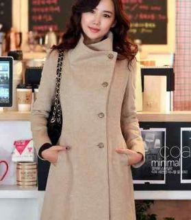 Korean version Womens Cashmere Woolen Warm Winter Long Coat Jacket 