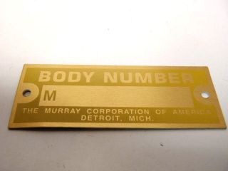 Ford Model A 28,29,30,31 Murray Body Number Plate With Drive Rivets