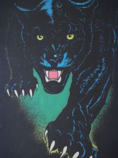 Vintage Velvet Flocked Black light Poster Bob Dara Panther King of the 