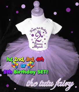   First 1st birthday shirt Princess crown light purple tutu set 1  7