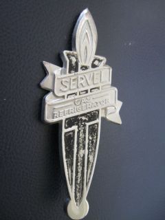 servel gas refrigerator emblem badge script trim metal time left
