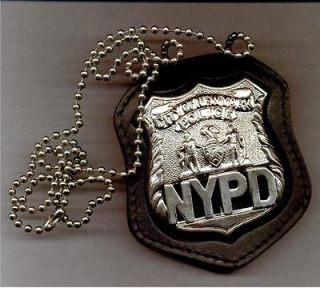 NYPD Officer Style Badge (only) Cut Out Leather Neck Hanger with 