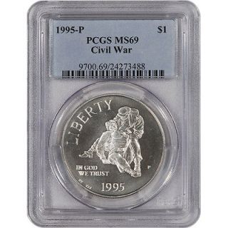 1995 P US Civil War Commemorative BU Silver Dollar   PCGS MS69