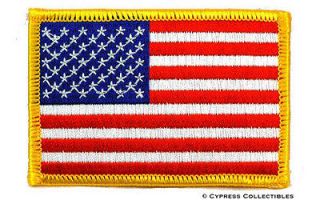 AMERICAN FLAG (BLACK BORDER) USA PATRIOTIC BIKER IRON ON PATCH