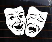 THEATRE MASK Vinyl Decal 5x4 comedy tragedy car wall sticker theater 