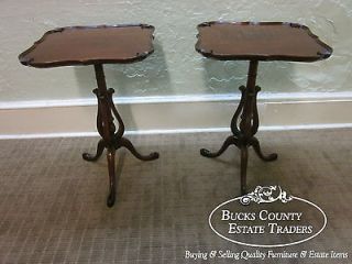 Vintage 1940s Mahogany Pair of Pedestal End Occasional Tables