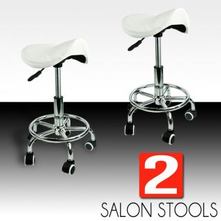 Footrest Saddle Clinic Stool Doctor Dentist Salon Spa White Chair PU 