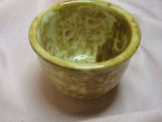 rare vintage yellow ware spongeware custard bowl 3 3 8
