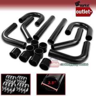 Black Universal 8PCS Turbo Front Intercooler Pipe Silicone Hose T 