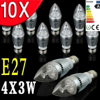 10×E27 Cool White 4×3w LED Candle Lights bulbs lamp Spot Light 110V 