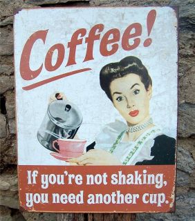 Antique Style Coffee Shaking Sign Ad Retro Kitchen Cafe Home Decor 