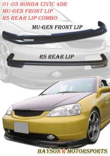 01 03 Civic 4dr Mugen Front + RS Rear Bumper Lip Combo (Fits Honda 