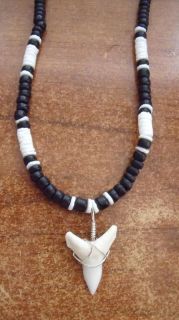 shark tooth puka shells necklace surfer 18 black 1 time