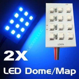 LED B2 BLUE 2X DOME MAP INTERIOR LIGHT BULBS 12 SMD PANEL XENON HID 