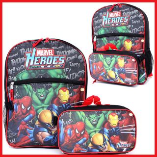 Marvel Heroes 16 Large School Backpack with Detachable Lunch Bag