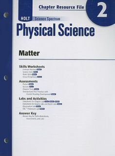 Holt Science Spectrum Physical Science Chapter 2 Resource File Matter 