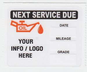 50 CUSTOM STATIC CLING OIL CHANGE STICKERS DECALS