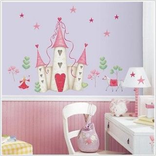 New PRINCESS CASTLE WALL DECALS Hearts & Stars Stickers Baby Nursery 