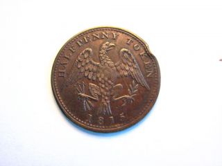 Token 1815 LC54D2 Half penny Clockwise very nice token clipped