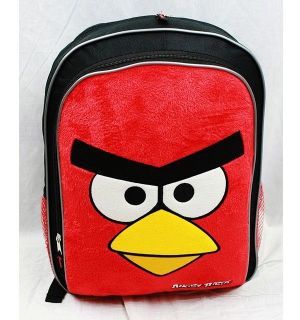 NWT Angry Birds Large Backpack Bag with Fuzzy Red Bird  Plush 