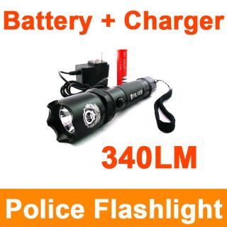 New Police Cree Q3 Chargeable led flashlight 18650 Battery + Charger 