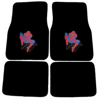 4pc Set Marvel Spider Man Truck Floor Mats Comic Rug Super Hero Carpet 