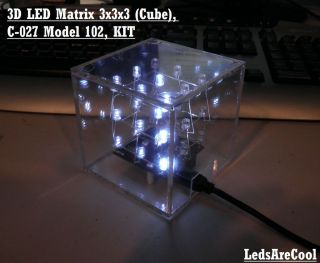 3d led matrix 3x3x3 cube c 027 model 102 kit