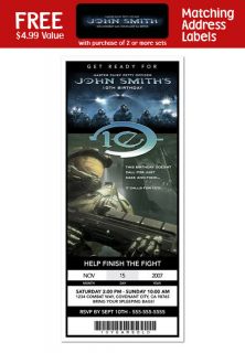 HALO MASTER CHIEF Birthday Party Personalized TICKET Invitations