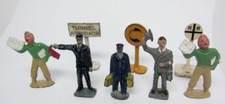 Lead Toy Figure 8pc S Scale Lot EIRE Authenticast Railroad Porter 