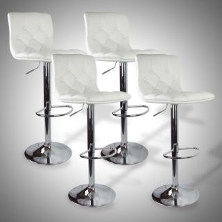 Newly listed 4 Barstools Swivel Seat White PU Leather Modern 