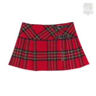 Ladies Red Tartan 13 Inch Pleated Mini Skirt/ Micro Mini Kilt Sizes 6 
