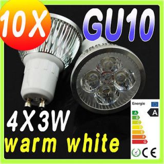 10pcs GU10 Base 12W LED Spot light Bulbs Lamp Downlights warm white 4 