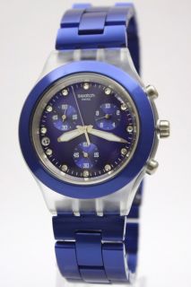 New Swatch Irony Chronograph Full Blooded Navy Watch Date 43mm 