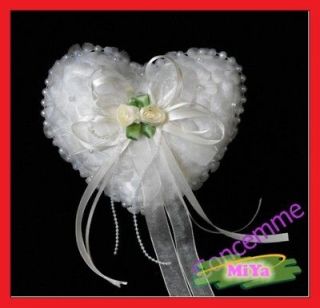 white wedding ring pillow cushion heart shaped from china time