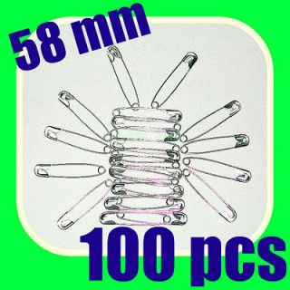 58mm 100 silver nickel large coiled safety pins fastener findings 