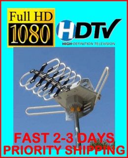   Outdoor Amplified Antenna 360 Rotor Digital HD TV UHF VHF FM 150 Mile