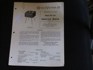RCA VICTOR MODEL HF 190 HIGH FIDELITY RECORD PLAYER SERVICE DATA