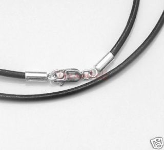 sterling silver black leather cord 2mm necklace 18 from hong