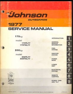 1977 johnson outboard 175hp 200hp service manual 