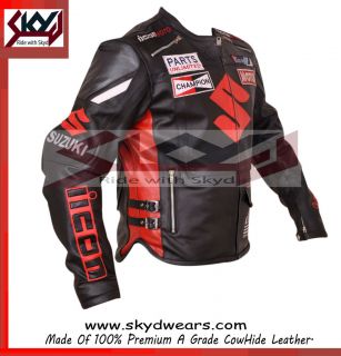 Suzu Gsxr Racing motorcycle leather Black Jacket, All sizes