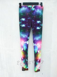 Womens Psychedelic Printed Cosmic Galaxy Tights Leggings Kw