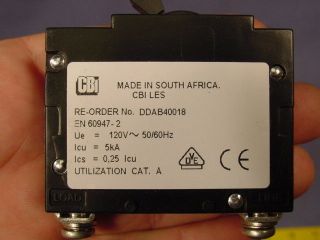 CBI DDAB40018 Switch Gear Breaker 10A 10 Amp 60947 2 120vac NEW