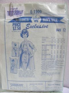 UNCUT Vtg 50s 60s MODES ROYALE Exclusive Dress & Coat 12 32 Bust 
