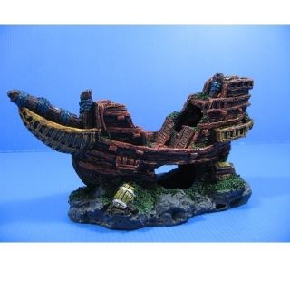 Wooden boat Ancient ship 8.1x3.3x4.1 Aquarium Ornament Decor resin 