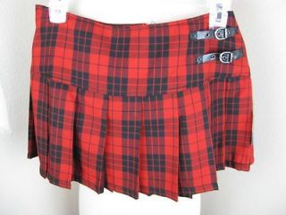 abbey dawn red checker pleated mini skirt junior 323